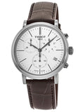 Buy Shop Tissot Carson Premium Chronograph White Dial Brown Leather Strap Watch For Men - T122.417.16.011.00 USA Online