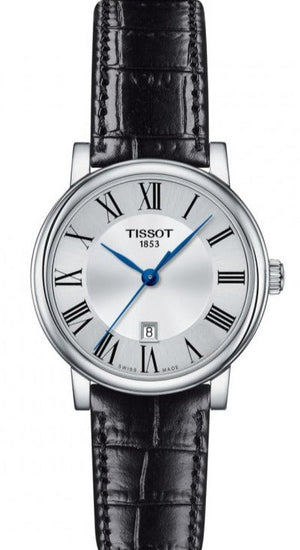 Buy Shop Tissot Carson Premium Lady Silver Dial Black Leather Strap Watch For Women - T122.210.16.033.00 USA Online