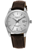 Buy Shop Tissot Gentleman Powermatic 80 Silicium Silver Dial Brown Leather Strap Watch For Men - T127.407.16.031.01 USA Online