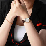Buy Shop Calvin Klein City White & Gold Dial Brown Leather Strap Watch For Women - K2G23620 USA Online