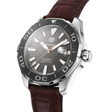 Buy Shop Tag Heuer Aquaracer Caliber 5 Black Dial Brown Leather Strap Watch for Men - WAY201M.FC6474 USA Online