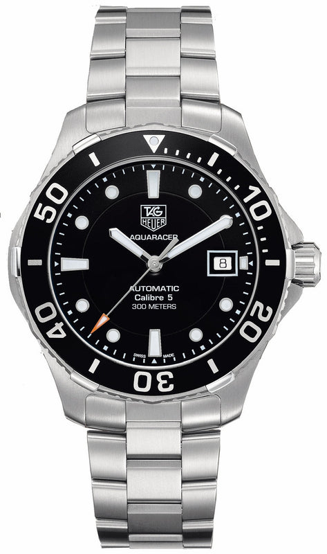 Buy Shop Tag Heuer Aquaracer Automatic Caliber 5 Black Dial Silver Steel Strap Watch for Men - WAN2110.BA0822 USA Online