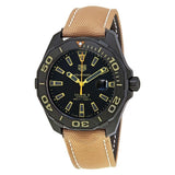 Buy Shop Tag Heuer Aquaracer 300 Calibre 5 Automatic Black Dial Brown Nylon Strap Watch for Men - WAY208C.FC6383 USA Online