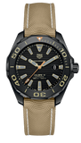 Buy Shop Tag Heuer Aquaracer 300 Calibre 5 Automatic Black Dial Brown Nylon Strap Watch for Men - WAY208C.FC6383 USA Online