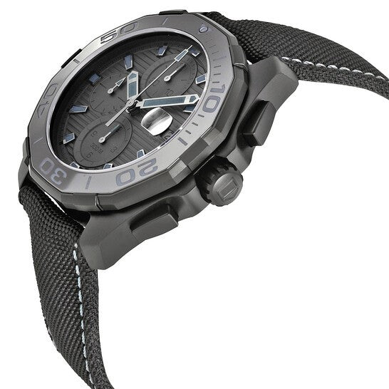 Buy Shop Tag Heuer Aquaracer Automatic Chronograph Special Edition Titanium Grey Dial Black Leather Strap Watch for Men - CAY218B.FC6370 USA Online