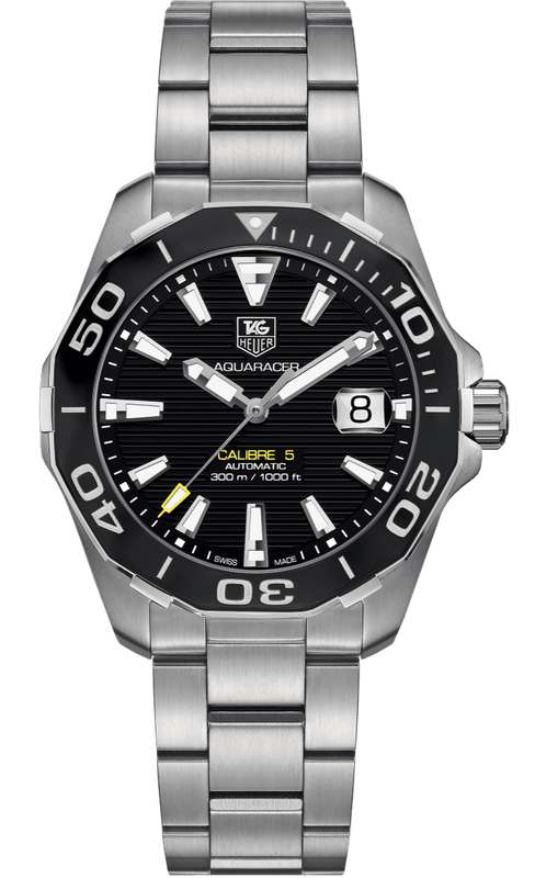 Buy Shop Tag Heuer Aquaracer Automatic Black Dial Silver Steel Strap Watch for Men - WAY211A.BA0928 USA Online