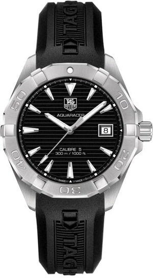 Buy Shop Tag Heuer Aquaracer Automatic Caliber 5 Black Dial Black Rubber Strap Watch for Men - WAY2110.FT8021 USA Online