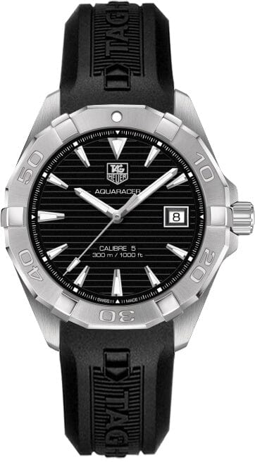Buy Shop Tag Heuer Aquaracer Automatic Caliber 5 Black Dial Black Rubber Strap Watch for Men - WAY2110.FT8021 USA Online