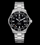 Tag Heuer Aquaracer Automatic Caliber 5 Black Dial Silver Steel Strap Watch for Men - WAN2110.BA0822