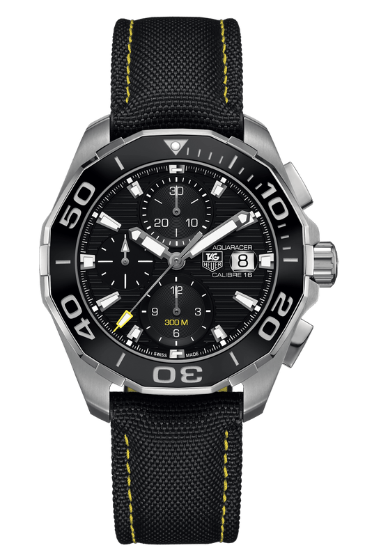 Buy Shop Tag Heuer Aquaracer Automatic Chronograph Black Dial Black Nylon Strap Watch for Men - CAY211A.FC6361 USA Online