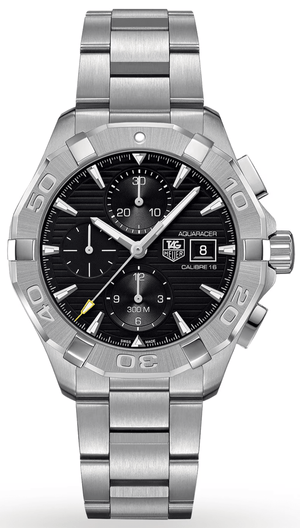 Buy Shop Tag Heuer Aquaracer Automatic Chronograph Black Dial Silver Steel Strap Watch for Men - CAY2110.BA0927 USA Online