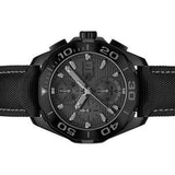 Buy Shop Tag Heuer Aquaracer Automatic Chronograph Special Edition Titanium Grey Dial Black Leather Strap Watch for Men - CAY218B.FC6370 USA Online