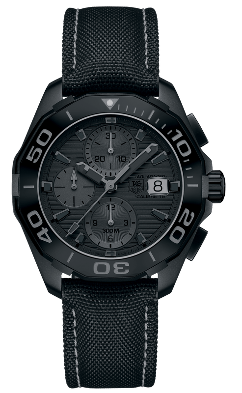 Buy Shop Tag Heuer Aquaracer Automatic Chronograph Special Edition Titanium Grey Dial Black Leather Strap Watch for Men - CAY218B.FC6370 USA Online