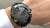 Tag Heuer Aquaracer Automatic Chronograph Special Edition Titanium Grey Dial Black Leather Strap Watch for Men - CAY218B.FC6370