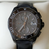 Tag Heuer Aquaracer Automatic Chronograph Special Edition Titanium Grey Dial Black Leather Strap Watch for Men - CAY218B.FC6370