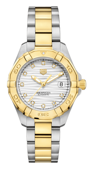 Buy Shop Tag Heuer Aquaracer Automatic Diamonds Silver Dial Two Tone Steel Strap Watch for Women - WBD2321.BB0320 USA Online