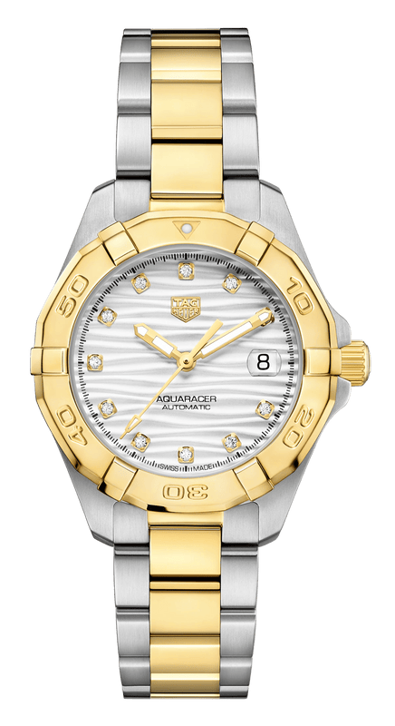 Buy Shop Tag Heuer Aquaracer Automatic Diamonds Silver Dial Two Tone Steel Strap Watch for Women - WBD2321.BB0320 USA Online