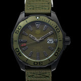 Buy Shop Tag Heuer Aquaracer Automatic Green Dial Khakhi Green Nylon Strap Watch for Men - WAY208E.FC8222 USA Online