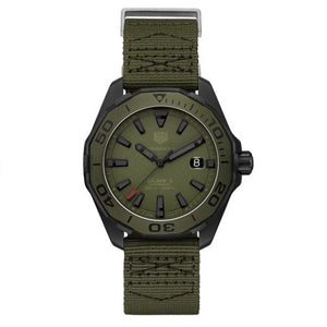 Buy Shop Tag Heuer Aquaracer Automatic Green Dial Khakhi Green Nylon Strap Watch for Men - WAY208E.FC8222 USA Online
