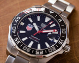 Buy Shop Tag Heuer Aquaracer Automatic Match Timer Black Dial Silver Steel Strap Watch for Men - WAY201G.BA0927 USA Online