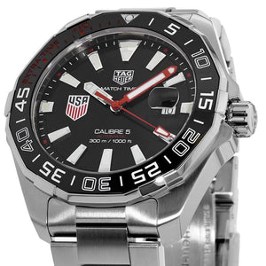 Buy Shop Tag Heuer Aquaracer Automatic Match Timer Black Dial Silver Steel Strap Watch for Men - WAY201G.BA0927 USA Online
