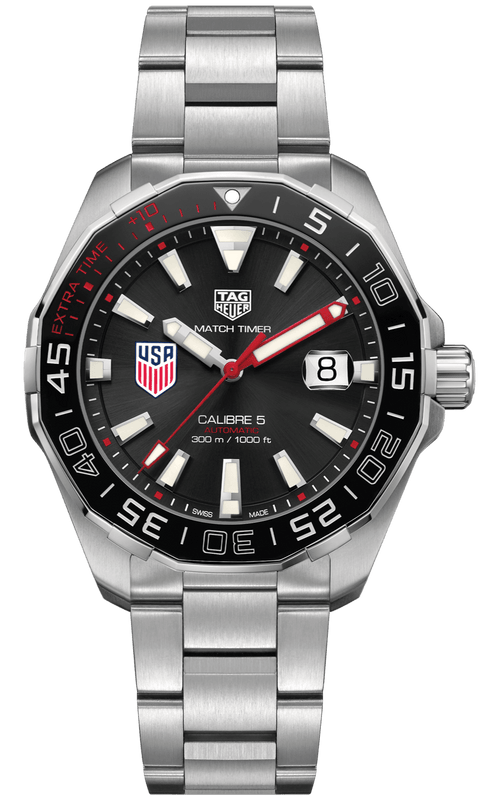 Buy Shop Tag Heuer Aquaracer Automatic Match Timer Black Dial Silver Steel Strap Watch for Men - WAY201G.BA0927 USA Online