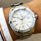 Buy Shop Tag Heuer Aquaracer Automatic White Dial Silver Steel Strap Watch for Men - WAY2111.BA0928 USA Online