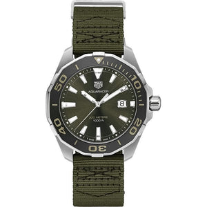 Buy Shop Tag Heuer Aquaracer Black Dial Khakhi Green NATO Strap Watch for Men - WAY101E.FC8222 USA Online