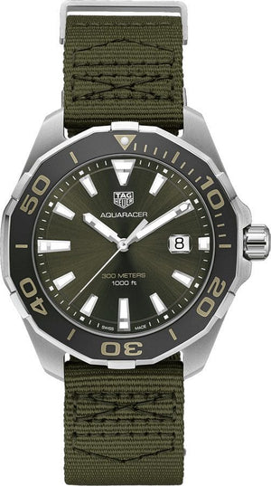 Buy Shop Tag Heuer Aquaracer Black Dial Khakhi Green NATO Strap Watch for Men - WAY101E.FC8222 USA Online