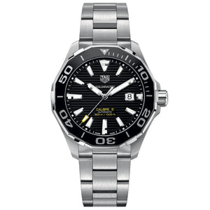 Buy Shop Tag Heuer Aquaracer Black Dial Silver Steel Strap Strap Watch for Men - WAY201A.BA0927 USA Online