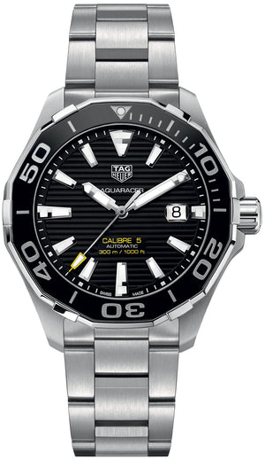 Buy Shop Tag Heuer Aquaracer Black Dial Silver Steel Strap Strap Watch for Men - WAY201A.BA0927 USA Online