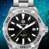 Buy Shop Tag Heuer Aquaracer Black Dial Silver Steel Strap Watch for Men - WBD1110.BA0928 USA Online