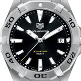 Buy Shop Tag Heuer Aquaracer Black Dial Silver Steel Strap Watch for Men - WBD1110.BA0928 USA Online