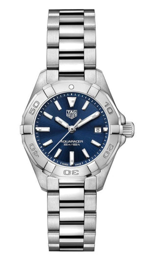 Buy Shop Tag Heuer Aquaracer Blue Dial Silver Steel Strap Watch for Women - WBD1412.BA0741 USA Online