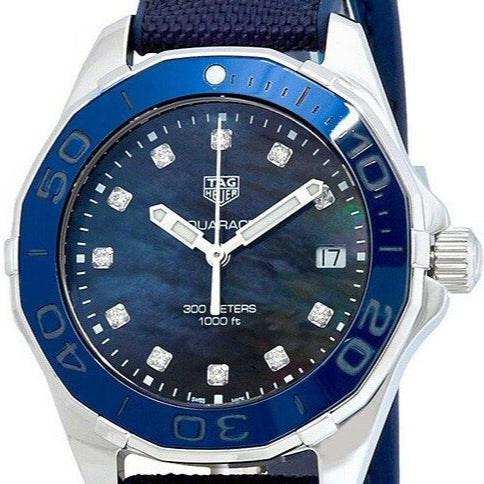 Buy Shop Tag Heuer Aquaracer Blue Mother of Pearl Dial Watch for Women - WAY131L.FT6091 USA Online