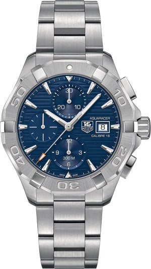 Buy Shop Tag Heuer Aquaracer Caliber 16 Automatic Chronograph Blue Dial Silver Steel Strap Watch for Men - CAY2112.BA0927 USA Online
