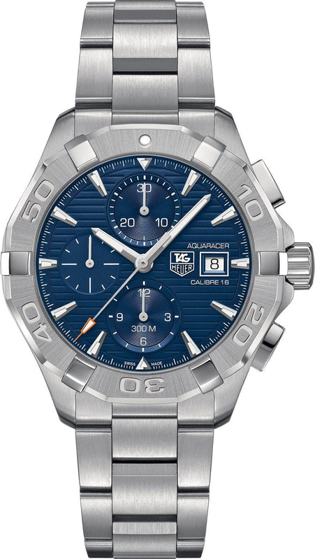 Buy Shop Tag Heuer Aquaracer Caliber 16 Automatic Chronograph Blue Dial Silver Steel Strap Watch for Men - CAY2112.BA0927 USA Online