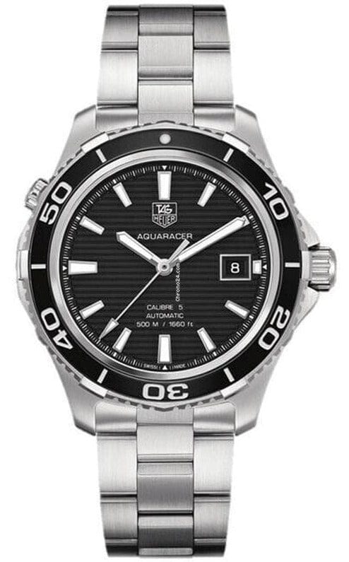 Buy Shop Tag Heuer Aquaracer Caliber 5 Automatic Black Dial Silver Steel Strap Watch for Men - WAK2110.BA0830 USA Online