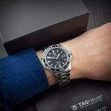 Tag Heuer Aquaracer Caliber 5 Automatic Black Dial Silver Steel Strap Watch for Men - WAK2110.BA0830