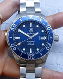 Buy Shop Tag Heuer Aquaracer Caliber 5 Automatic Blue Dial Silver Steel Strap Watch for Men - WAN2111.BA0822 USA Online