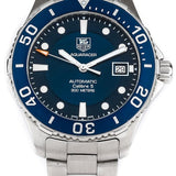 Buy Shop Tag Heuer Aquaracer Caliber 5 Automatic Blue Dial Silver Steel Strap Watch for Men - WAN2111.BA0822 USA Online