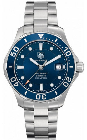 Buy Shop Tag Heuer Aquaracer Caliber 5 Automatic Blue Dial Silver Steel Strap Watch for Men - WAN2111.BA0822 USA Online