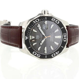 Buy Shop Tag Heuer Aquaracer Caliber 5 Black Dial Brown Leather Strap Watch for Men - WAY201M.FC6474 USA Online