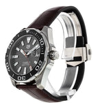 Buy Shop Tag Heuer Aquaracer Caliber 5 Black Dial Brown Leather Strap Watch for Men - WAY201M.FC6474 USA Online