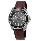 Buy Shop Tag Heuer Aquaracer Caliber 5 Black Dial Brown Leather Strap Watch for Men - WAY201M.FC6474 USA Online
