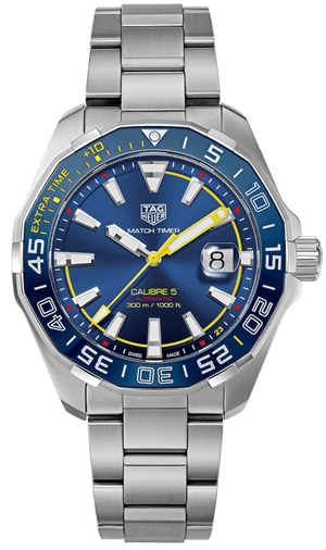 Buy Shop Tag Heuer Aquaracer Caliber 5 Match Timer Shinji Kagawa Edition Blue Dial Silver Steel Strap Watch for Men - WAY201H.BA0927 USA Online