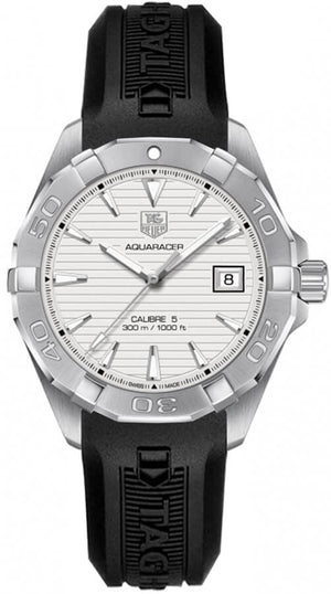 Buy Shop Tag Heuer Aquaracer Caliber 5 White Dial Black Rubber Strap Watch for Men - WAY2111.FT8021 USA Online
