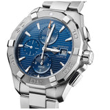 Tag Heuer Aquaracer Caliber 16 Automatic Chronograph Blue Dial Silver Steel Strap Watch for Men - CAY2112.BA0927