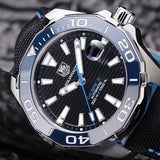 Buy Shop Tag Heuer Aquaracer Calibre 5 Automatic Black Dial Black Nylon Strap Watch for Men - WAY211B.FC6363 USA Online