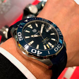 Buy Shop Tag Heuer Aquaracer Calibre 5 Automatic Blue Dial Blue Rubber Strap Watch for Men - WAY201B.FT6150 USA Online